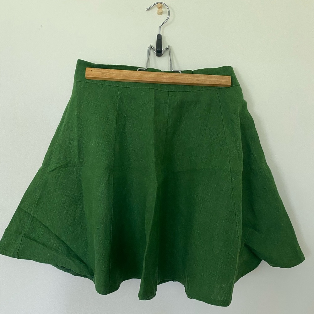 Green Flowy Mini Skirt